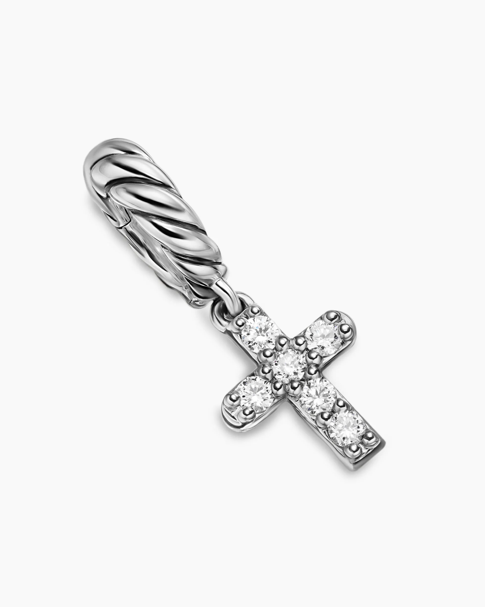 Micro Pavé Cross Amulet Sterling Silver with Diamonds, 8mm