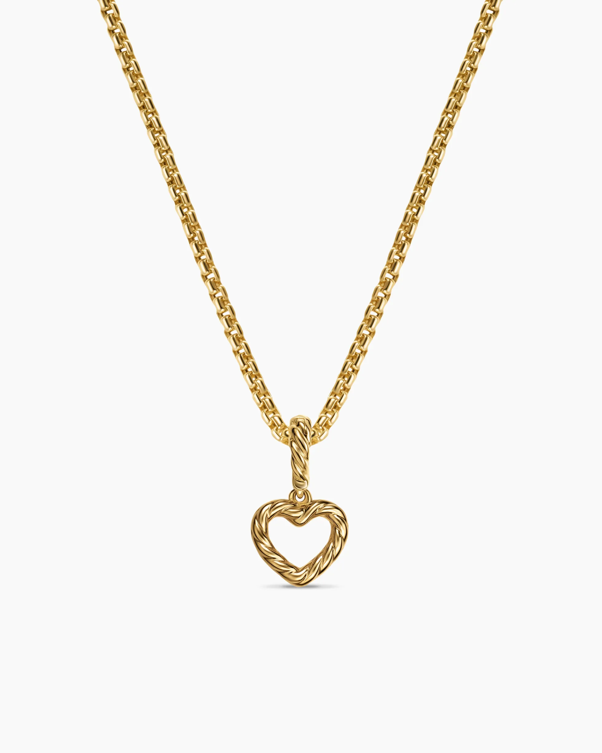 Micro Pavé Open Heart Amulet 18K Yellow Gold with Diamonds, 6.8mm