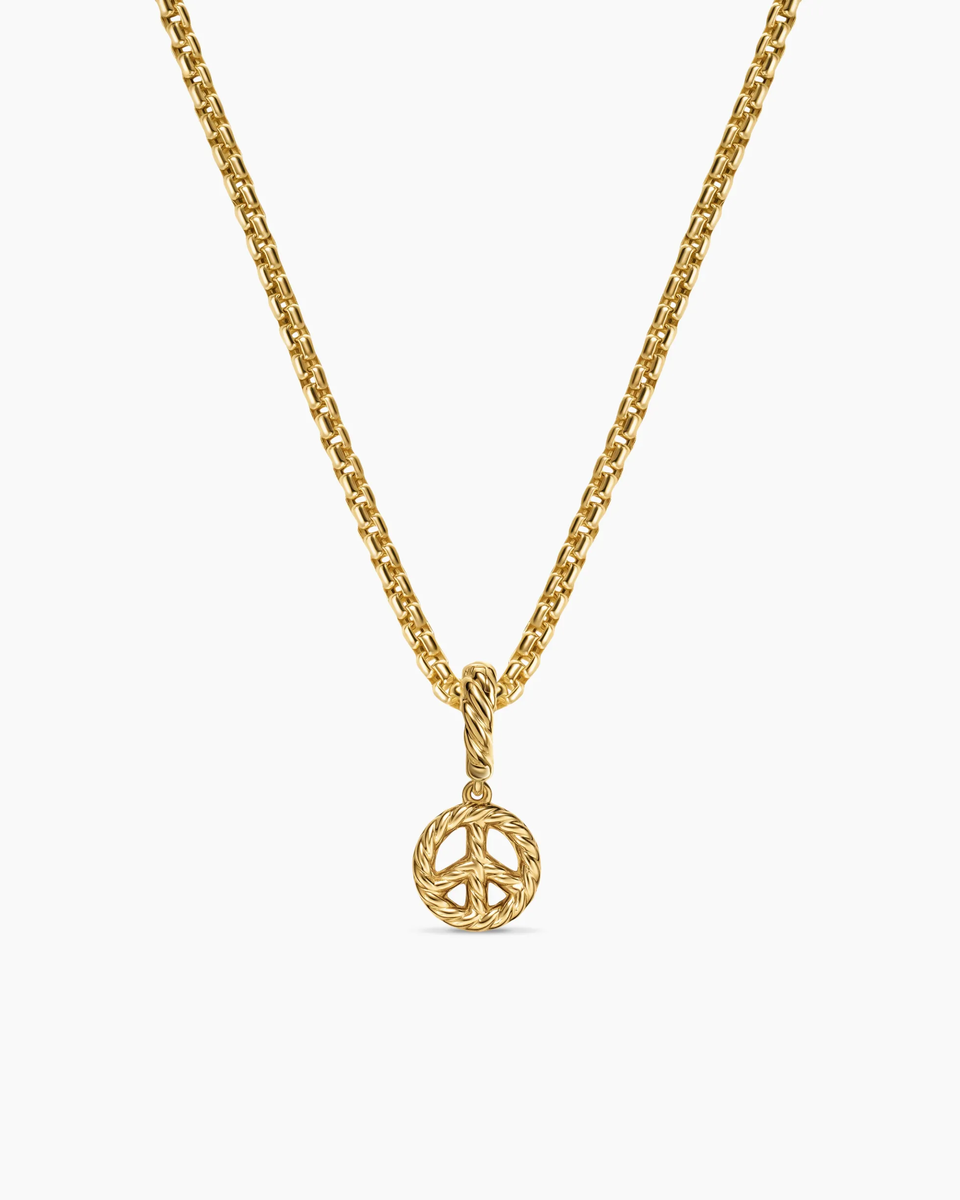 Micro Pavé Peace Sign Amulet 18K Yellow Gold with Diamonds, 7.6mm
