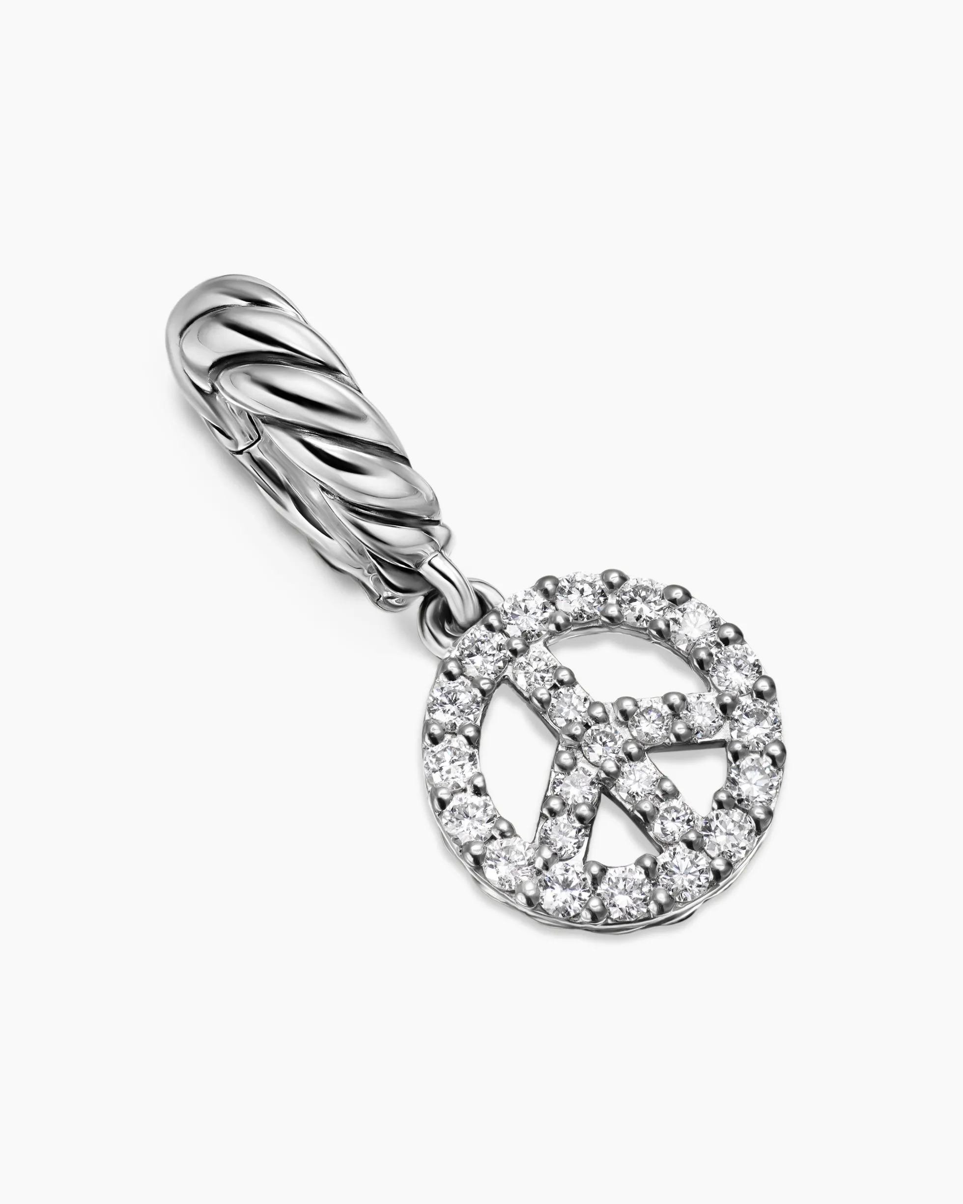 Micro Pavé Peace Sign Amulet Sterling Silver with Diamonds, 7.6mm