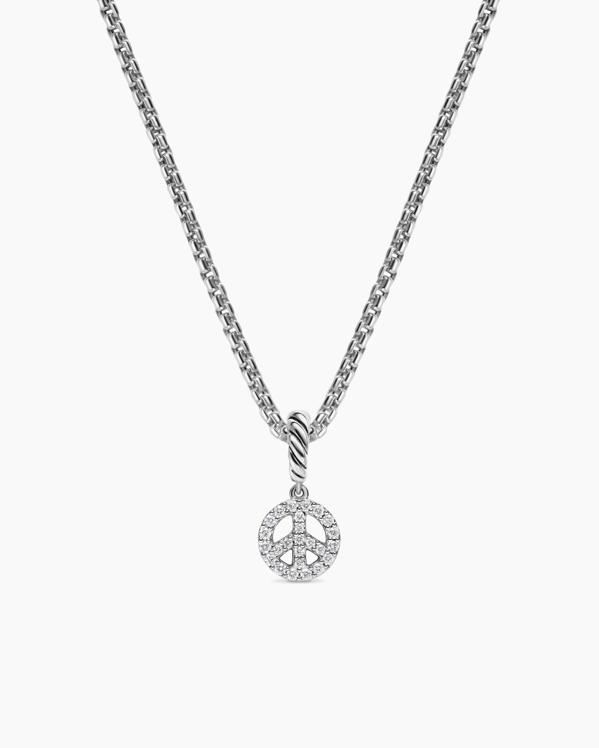Micro Pavé Peace Sign Amulet Sterling Silver with Diamonds, 7.6mm