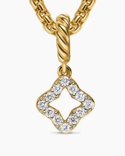 Micro Pavé Quatrefoil Amulet 18K Yellow Gold with Diamonds, 7.4mm