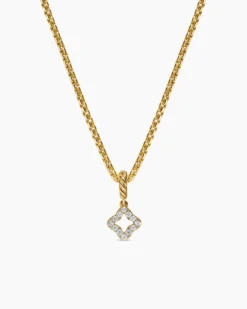 Micro Pavé Quatrefoil Amulet 18K Yellow Gold with Diamonds, 7.4mm
