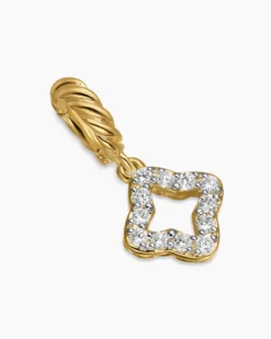 Micro Pavé Quatrefoil Amulet 18K Yellow Gold with Diamonds, 7.4mm