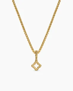 Micro Pavé Quatrefoil Amulet 18K Yellow Gold with Diamonds, 7.4mm