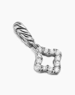 Micro Pavé Quatrefoil Amulet Sterling Silver with Diamonds, 7.4mm