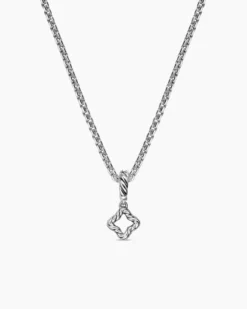 Micro Pavé Quatrefoil Amulet Sterling Silver with Diamonds, 7.4mm