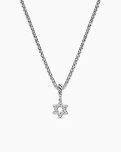 Micro Pavé Star of David Amulet Sterling Silver with Diamonds, 7.4mm