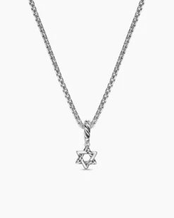 Micro Pavé Star of David Amulet Sterling Silver with Diamonds, 7.4mm