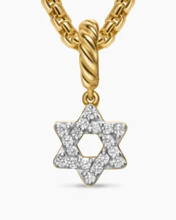 Micro Pavé Star of David Amulet 18K Yellow Gold with Diamonds, 7.4mm