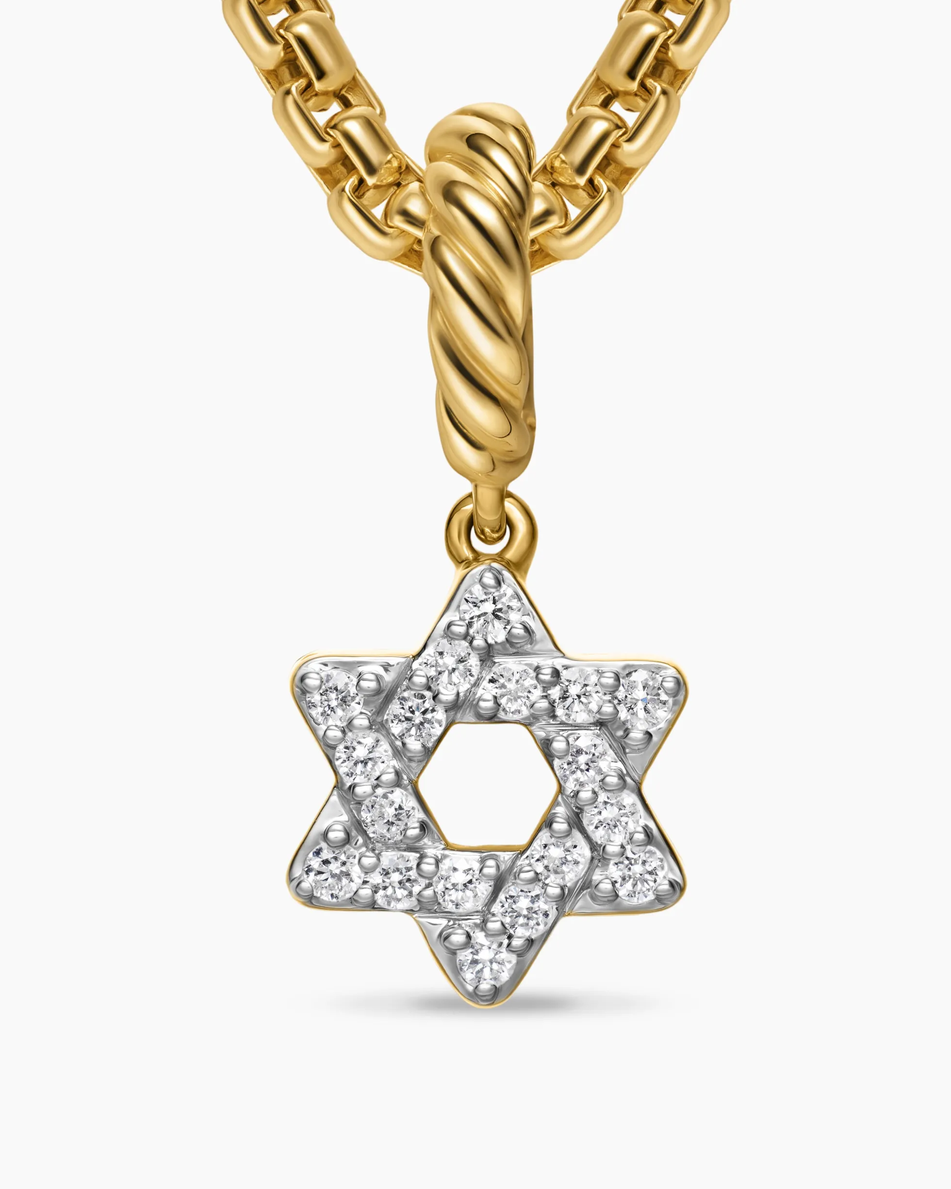 Micro Pavé Star of David Amulet 18K Yellow Gold with Diamonds, 7.4mm