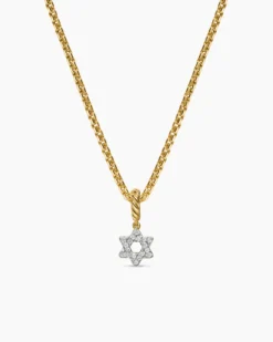 Micro Pavé Star of David Amulet 18K Yellow Gold with Diamonds, 7.4mm