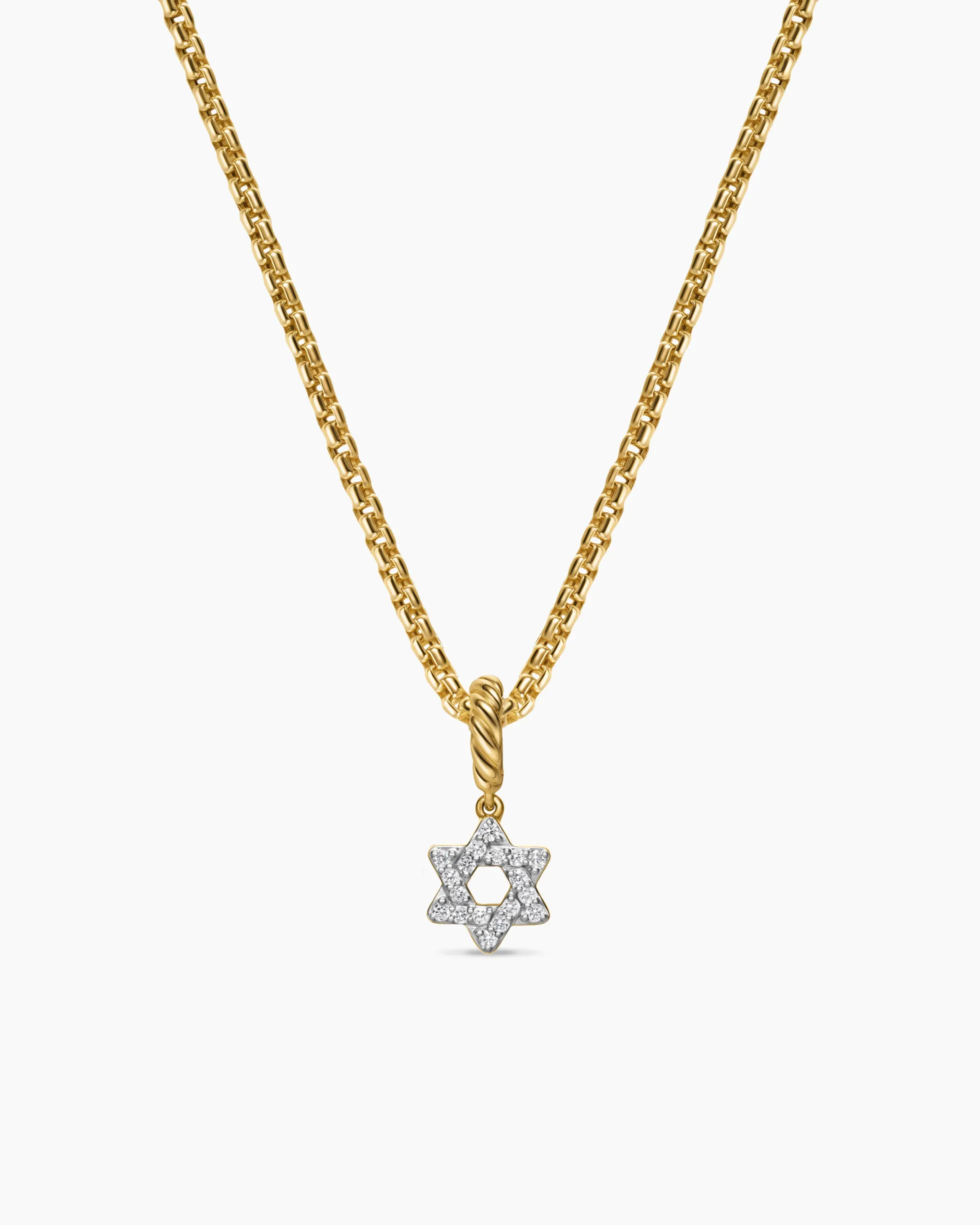 Micro Pavé Star of David Amulet 18K Yellow Gold with Diamonds, 7.4mm
