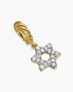Micro Pavé Star of David Amulet 18K Yellow Gold with Diamonds, 7.4mm