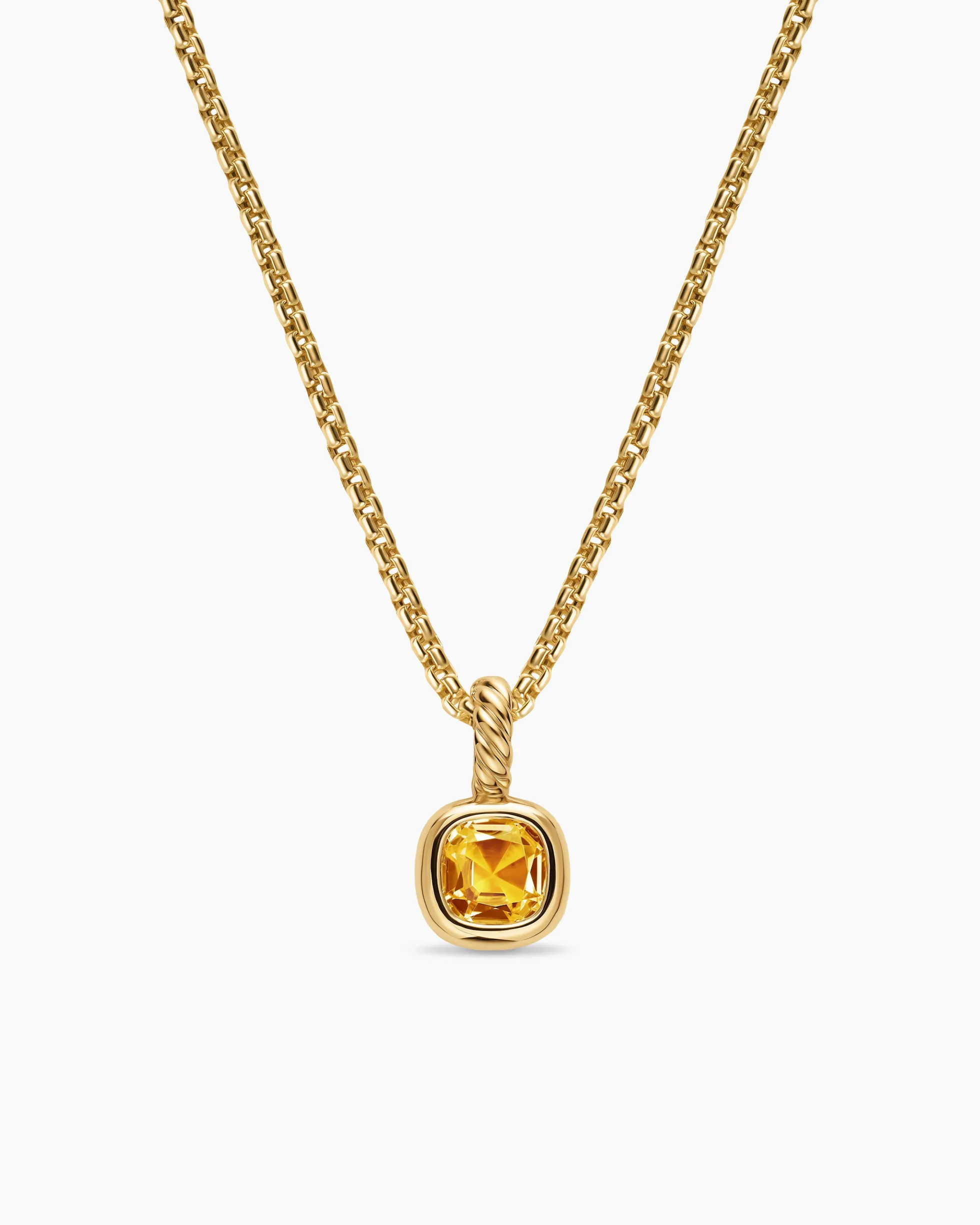 Mini Cushion Cut Amulet 18K Yellow Gold with Citrine, 5.5mm