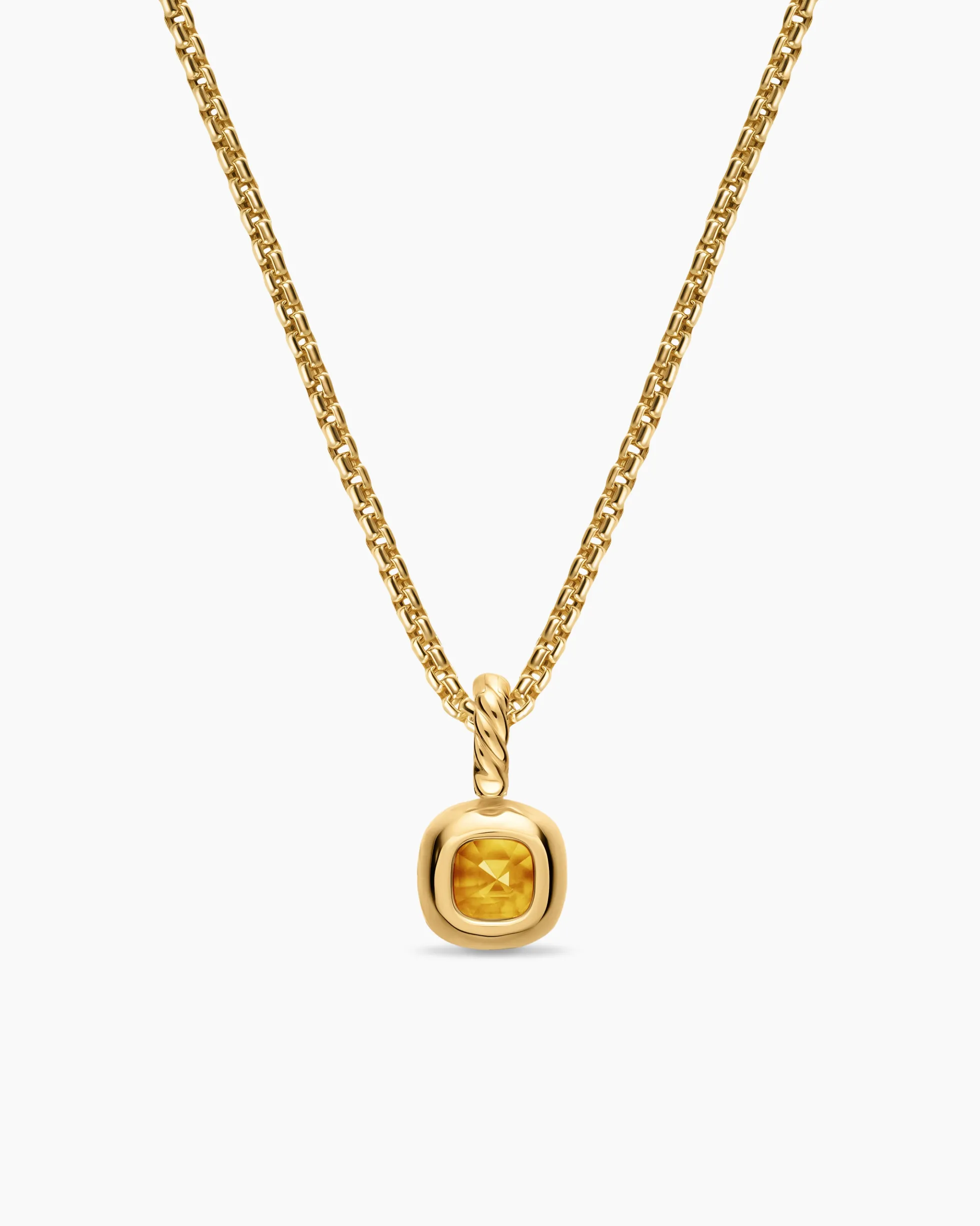 Mini Cushion Cut Amulet 18K Yellow Gold with Citrine, 5.5mm