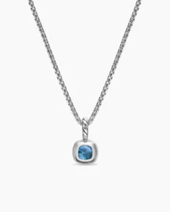 Mini Cushion Cut Amulet Sterling Silver with 14K Yellow Gold and Hampton Blue Topaz, 5.5mm
