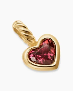 Mini Heart Amulet 18K Yellow Gold with Rhodolite Garnet, 7.2mm