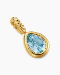 Mini Pear Cut Amulet 18K Yellow Gold with Sky Blue Topaz, 11mm