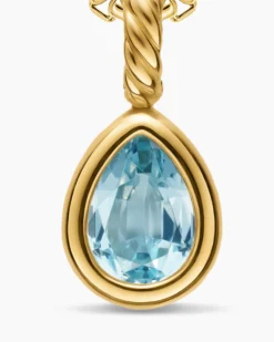 Mini Pear Cut Amulet 18K Yellow Gold with Sky Blue Topaz, 11mm