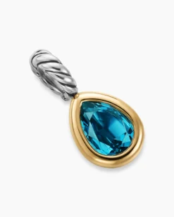 Mini Pear Cut Amulet Sterling Silver with 14K Yellow Gold and Hampton Blue Topaz, 11mm