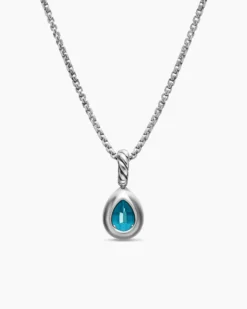 Mini Pear Cut Amulet Sterling Silver with 14K Yellow Gold and Hampton Blue Topaz, 11mm