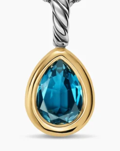 Mini Pear Cut Amulet Sterling Silver with 14K Yellow Gold and Hampton Blue Topaz, 11mm