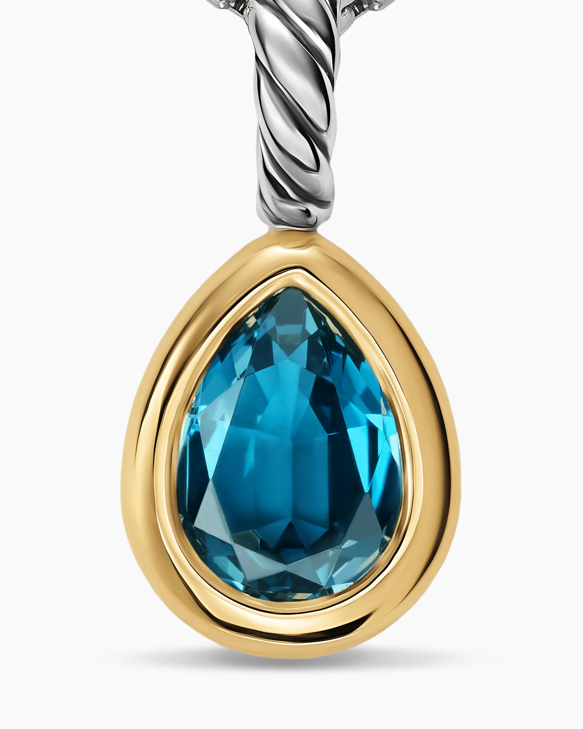Mini Pear Cut Amulet Sterling Silver with 14K Yellow Gold and Hampton Blue Topaz, 11mm