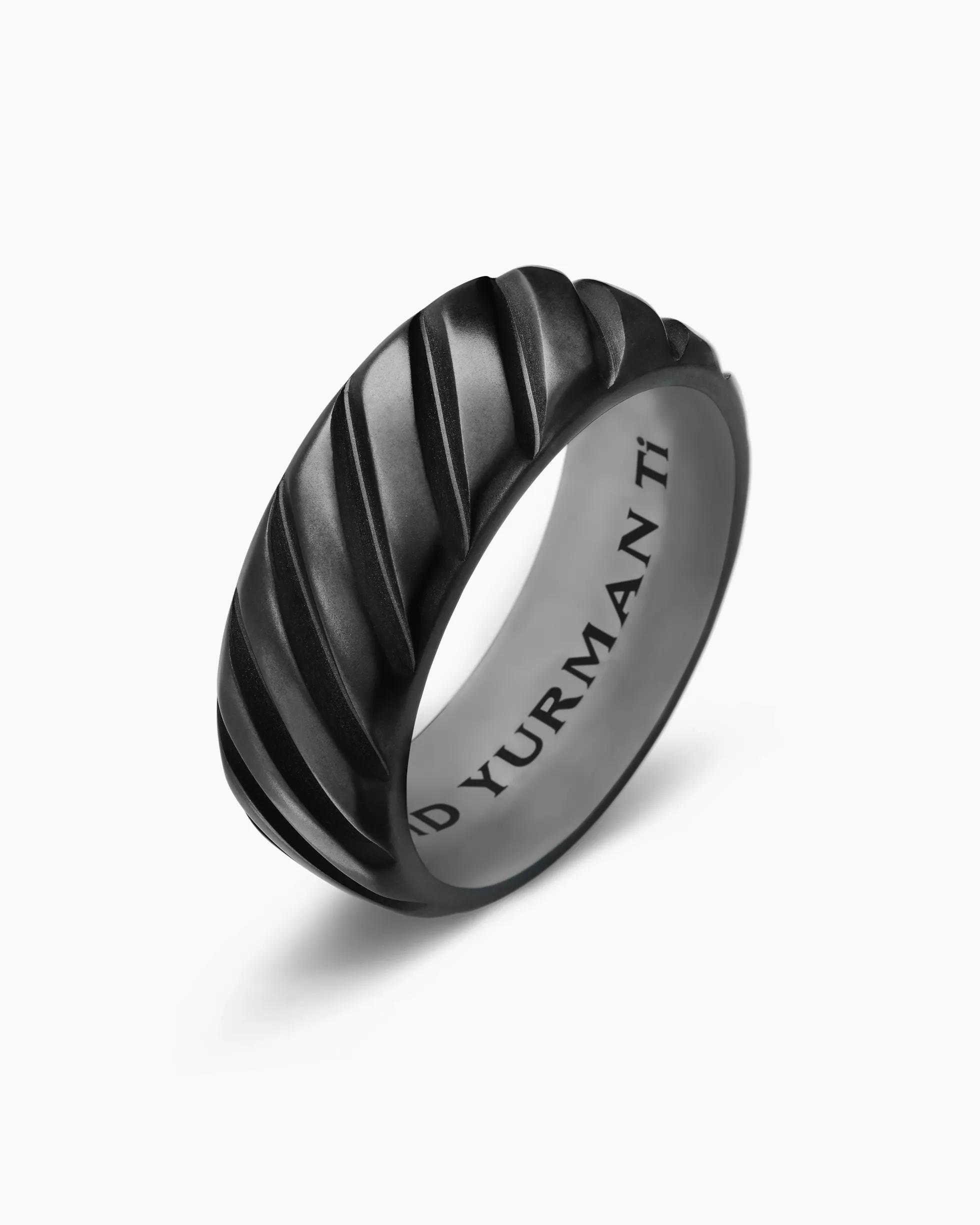 Modern Cable Band Ring Black Titanium, 9mm