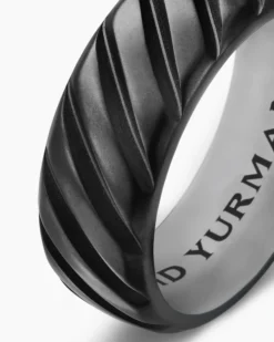 Modern Cable Band Ring Black Titanium, 9mm