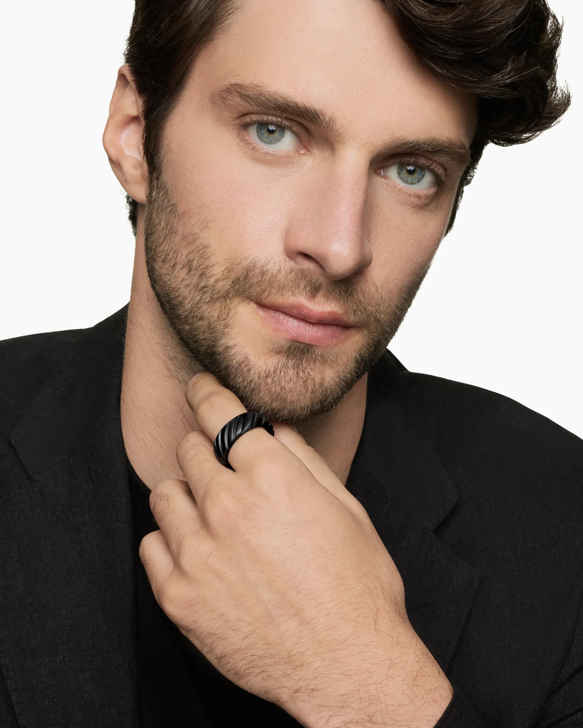 Modern Cable Band Ring Black Titanium, 9mm