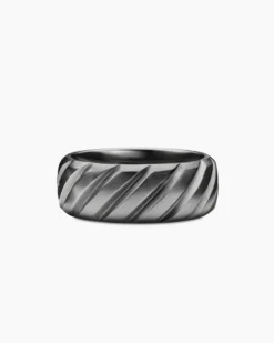 Modern Cable Band Ring Grey Titanium, 9mm