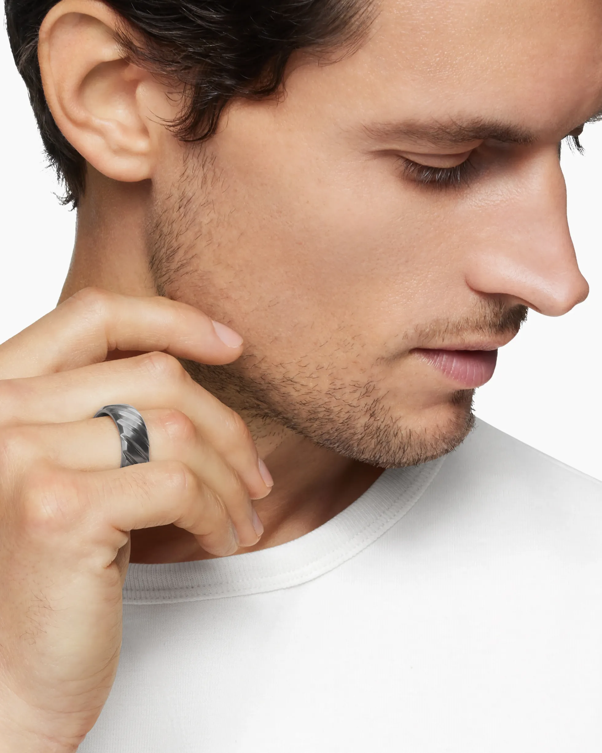 Modern Cable Band Ring Grey Titanium, 9mm