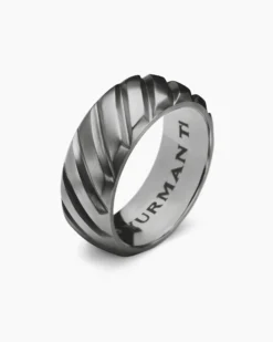 Modern Cable Band Ring Grey Titanium, 9mm