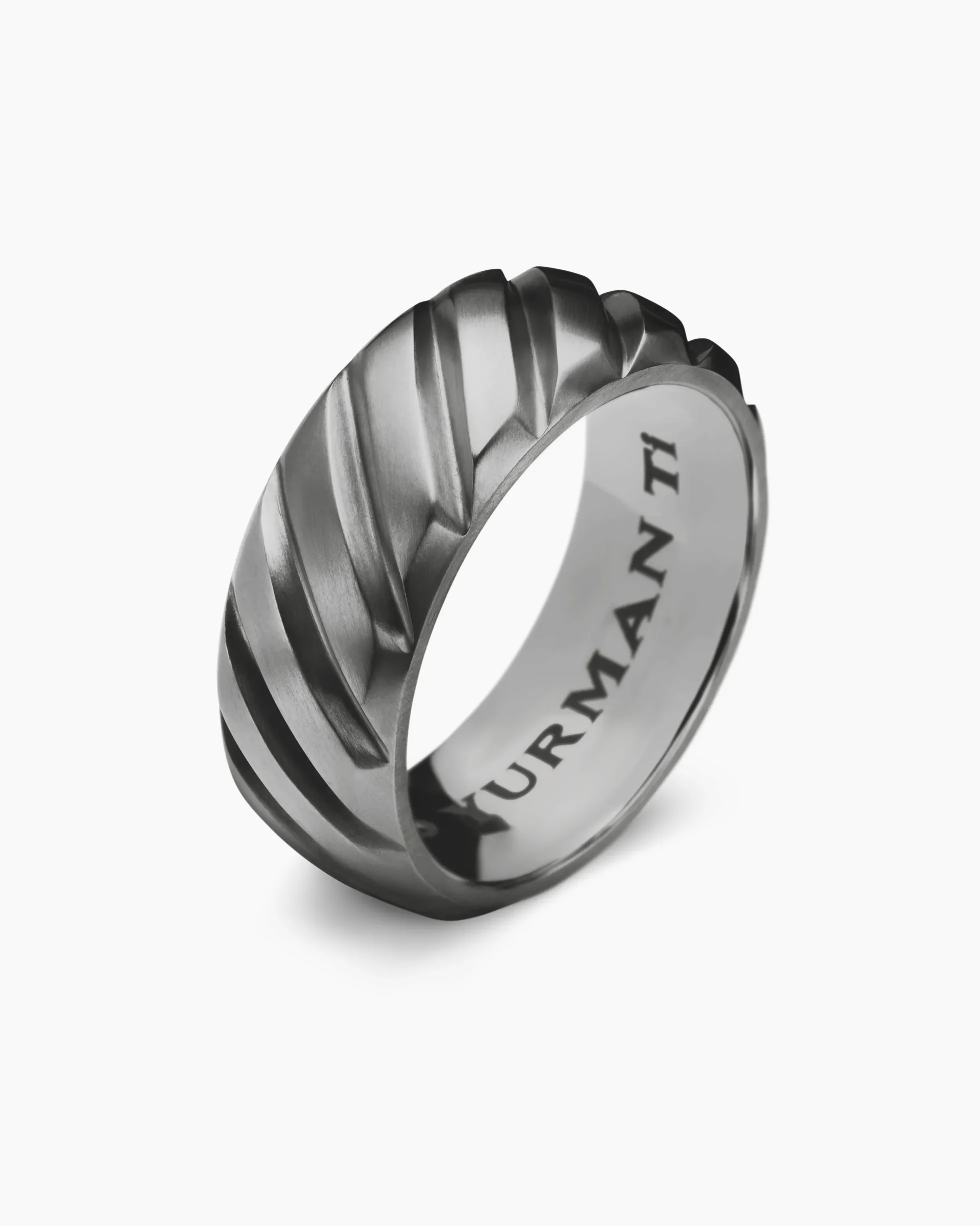 Modern Cable Band Ring Grey Titanium, 9mm