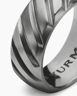 Modern Cable Band Ring Grey Titanium, 9mm