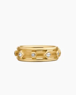 Modern Renaissance® Band Ring 18K Yellow Gold with Diamonds, 6.6mm