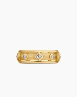 Modern Renaissance® Band Ring 18K Yellow Gold with Diamonds, 6.6mm