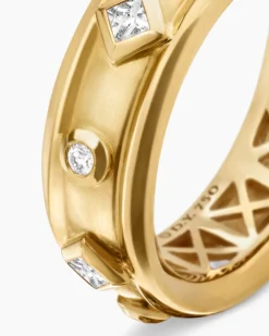 Modern Renaissance® Band Ring 18K Yellow Gold with Diamonds, 6.6mm