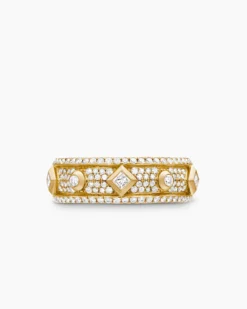 Modern Renaissance® Band Ring 18K Yellow Gold with Diamonds, 6.6mm