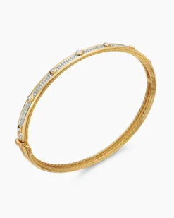 Modern Renaissance® Bangle Bracelet 18K Yellow Gold with Full Pavé Diamonds, 4.5mm