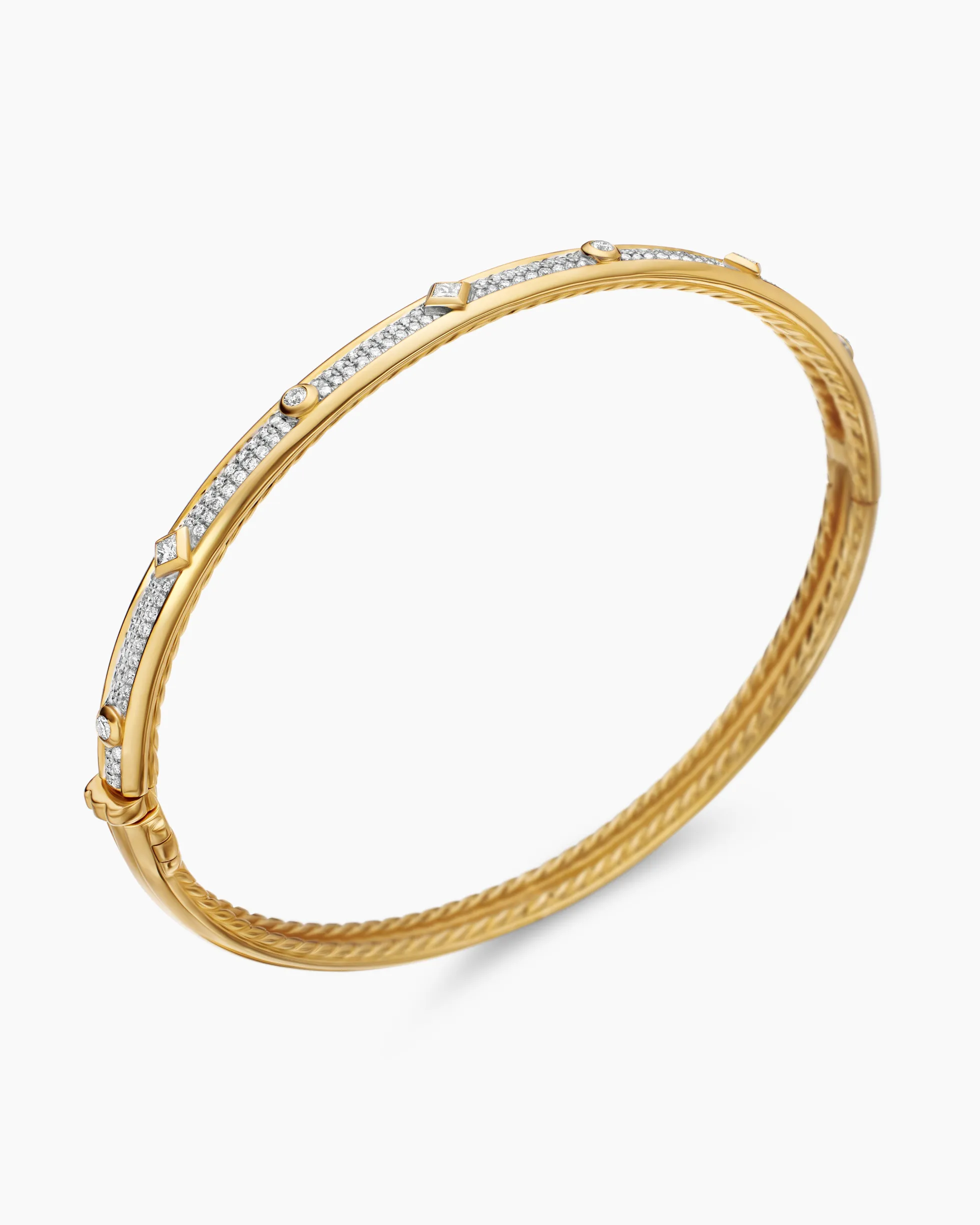 Modern Renaissance® Bangle Bracelet 18K Yellow Gold with Full Pavé Diamonds, 4.5mm