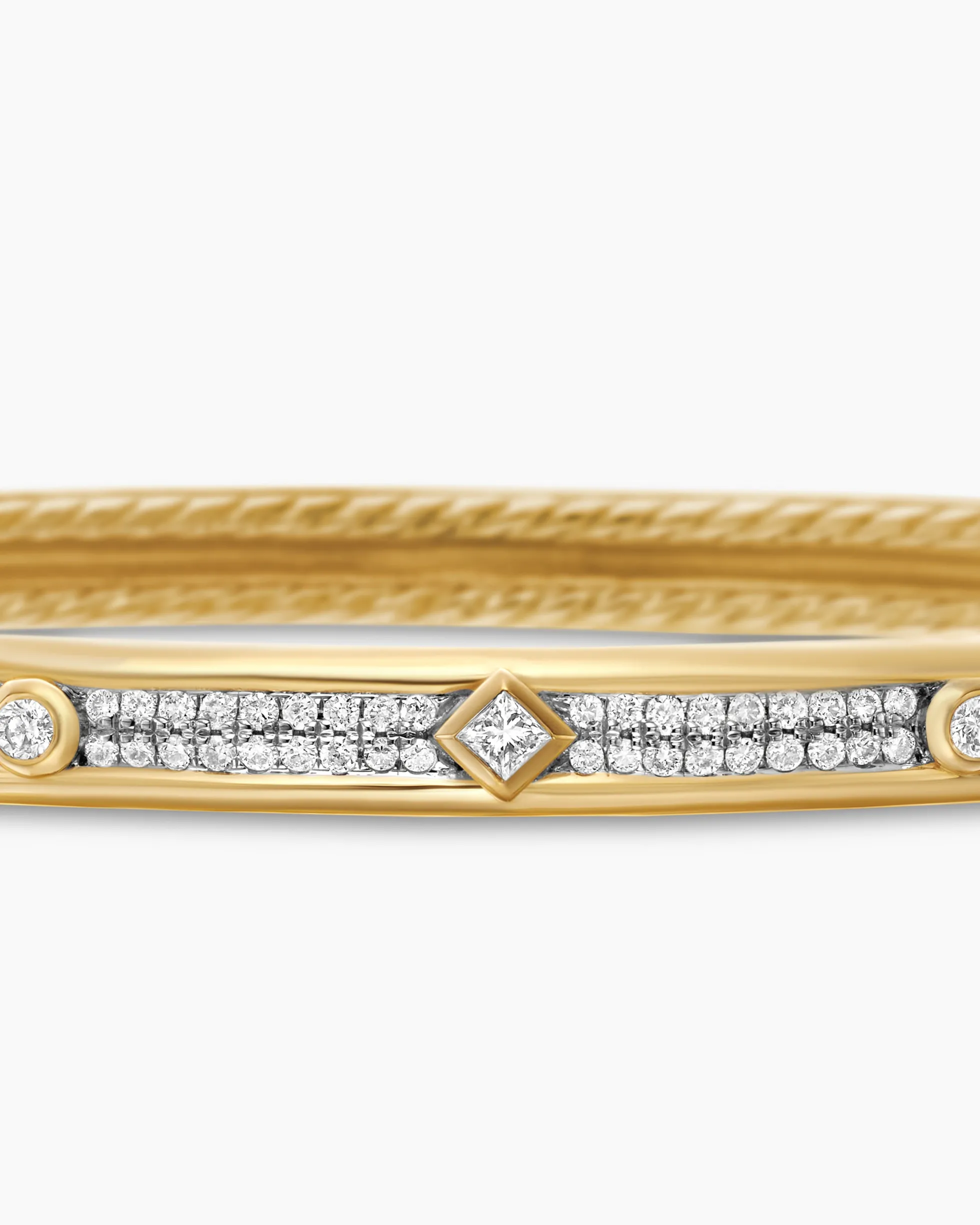 Modern Renaissance® Bangle Bracelet 18K Yellow Gold with Full Pavé Diamonds, 4.5mm