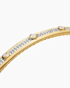 Modern Renaissance® Bangle Bracelet 18K Yellow Gold with Full Pavé Diamonds, 4.5mm