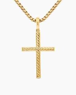 Modern Renaissance® Cross Pendant 18K Yellow Gold with Diamonds, 34mm