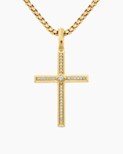 Modern Renaissance® Cross Pendant 18K Yellow Gold with Diamonds, 34mm