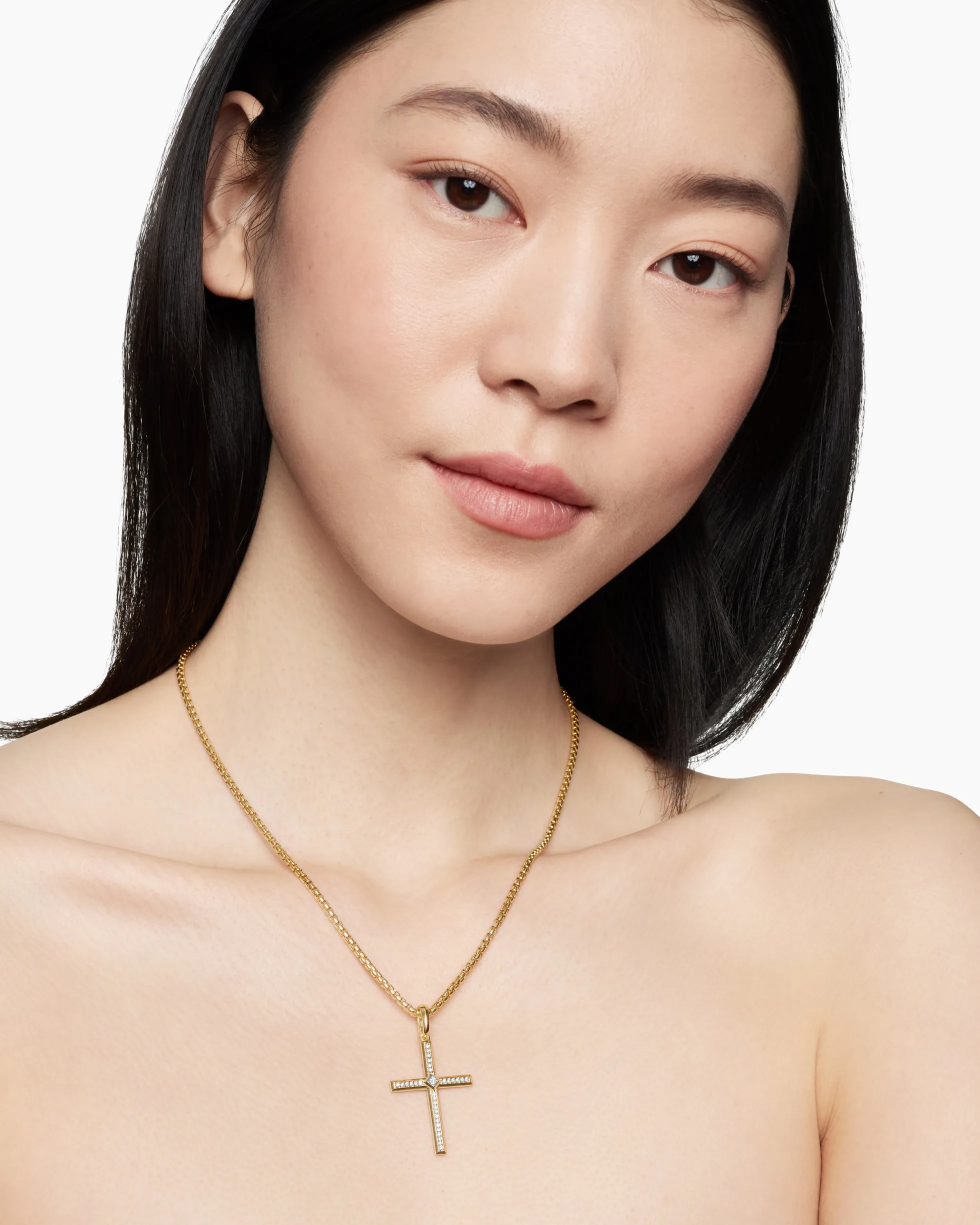 Modern Renaissance® Cross Pendant 18K Yellow Gold with Diamonds, 34mm