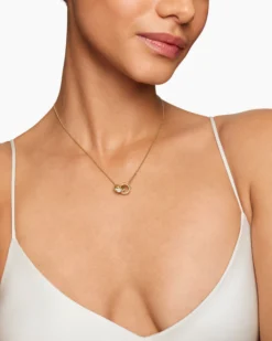 Modern Renaissance® Double Pendant Necklace 18K Yellow Gold with Diamonds, 16.4mm