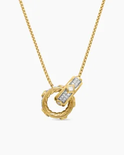 Modern Renaissance® Double Pendant Necklace 18K Yellow Gold with Diamonds, 16.4mm