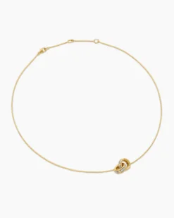 Modern Renaissance® Double Pendant Necklace 18K Yellow Gold with Diamonds, 16.4mm